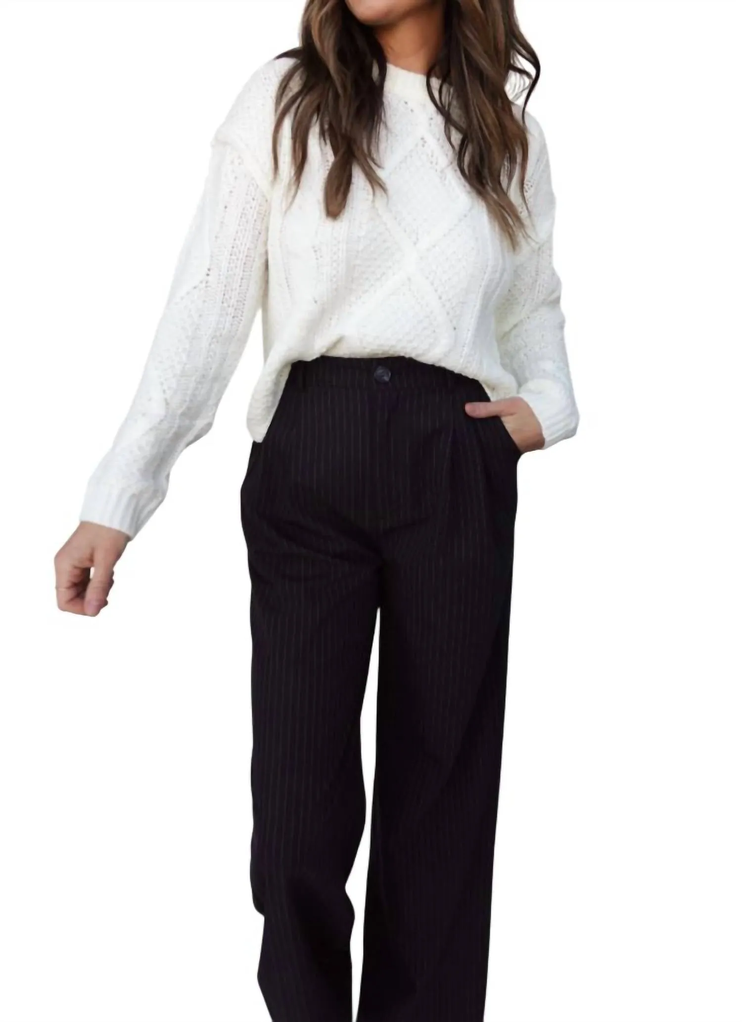 Aemi   Co - Cableknit Crewneck Sweater