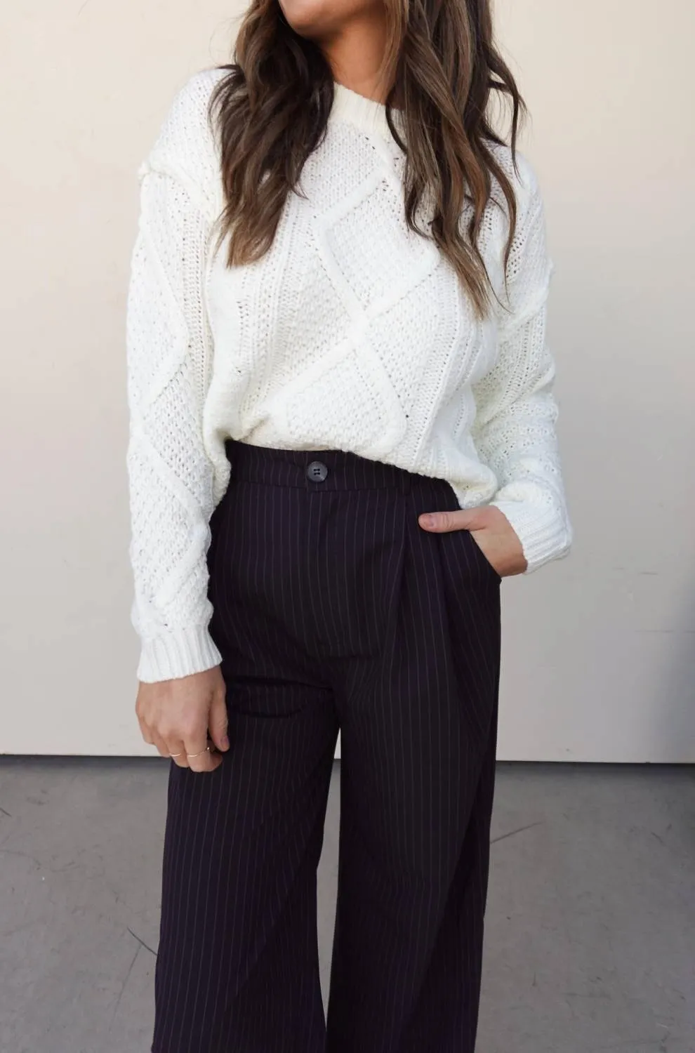 Aemi   Co - Cableknit Crewneck Sweater