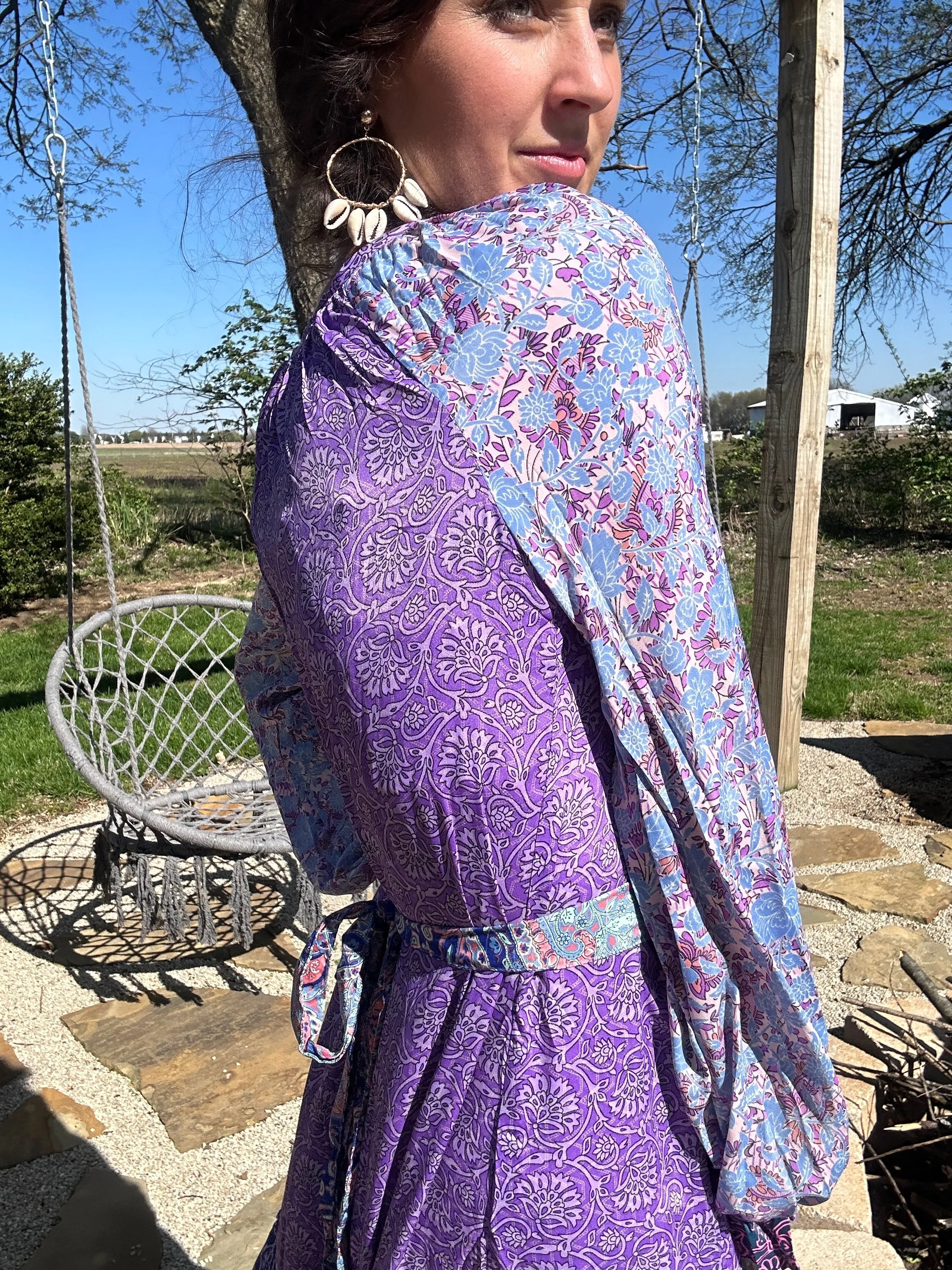 Bohemian Foral Maxi Dress - Lavender Haze