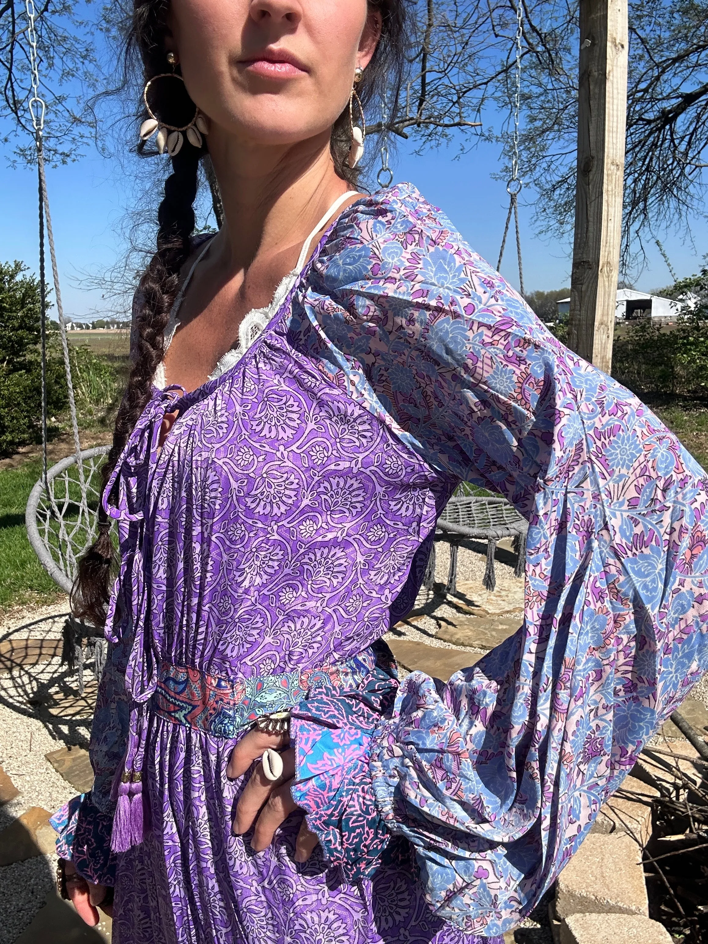 Bohemian Foral Maxi Dress - Lavender Haze