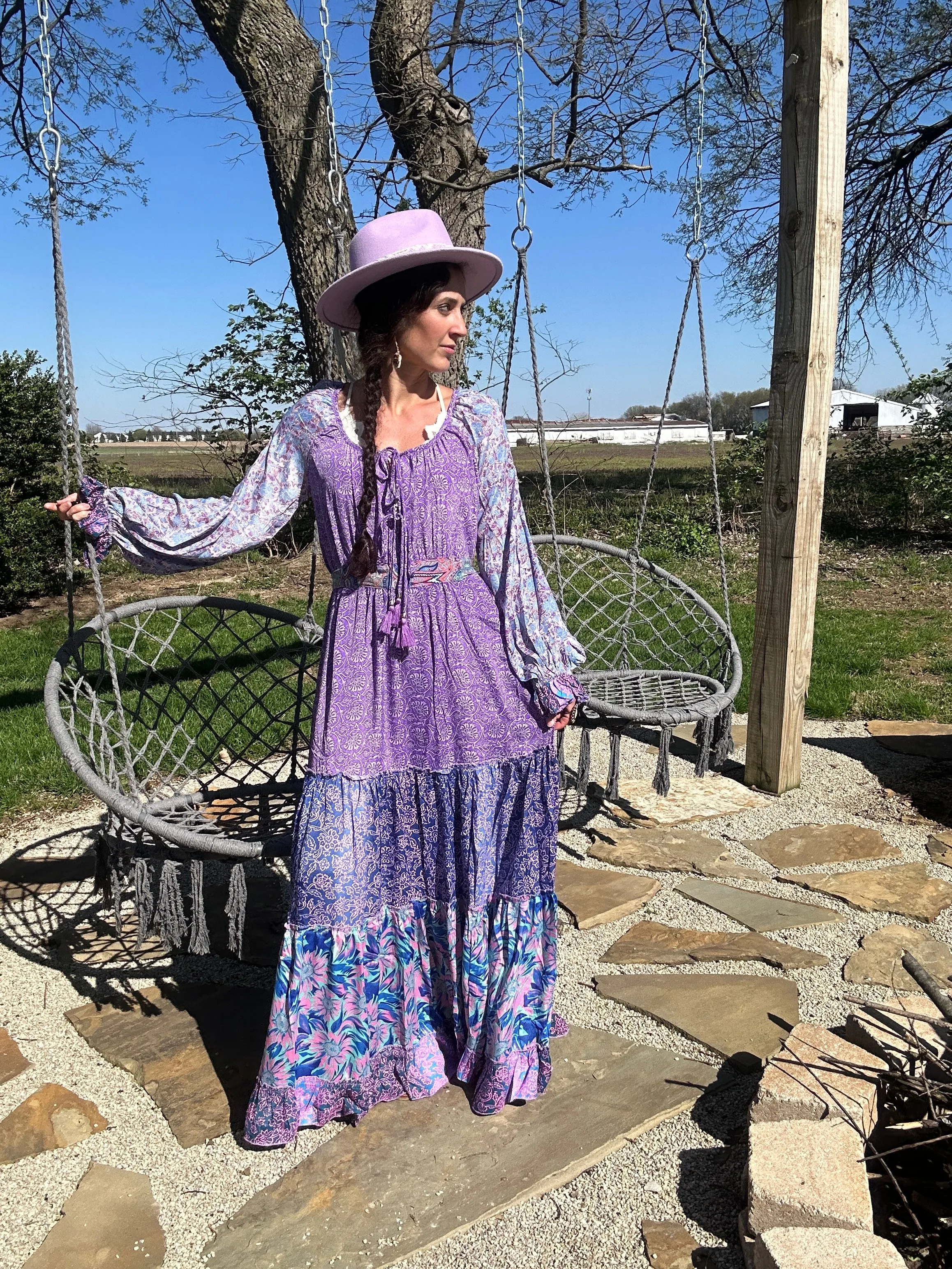 Bohemian Foral Maxi Dress - Lavender Haze