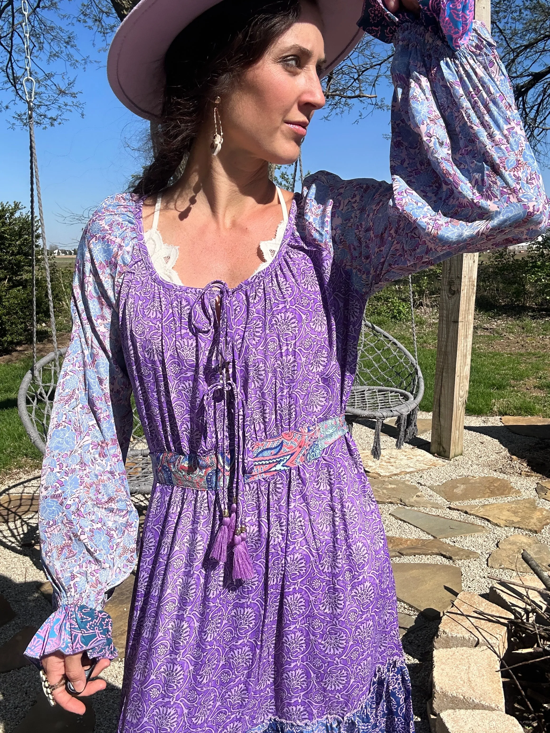 Bohemian Foral Maxi Dress - Lavender Haze