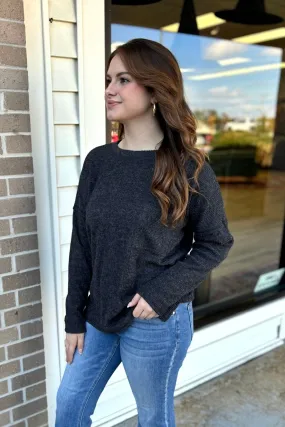 BROOKE Melange Pocket Sweater - Charcoal