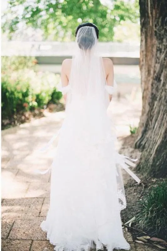 Flowy Off the Shoulder Chiffon Beach Simple Long Pleated Wedding Dress
