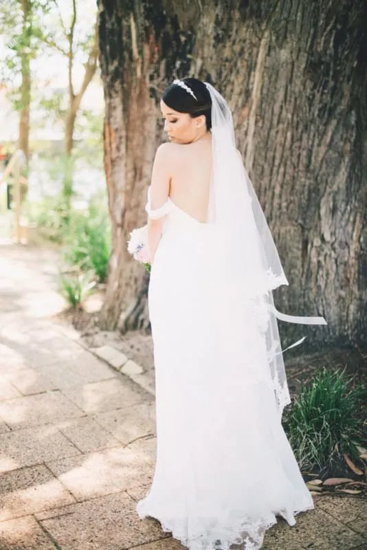Flowy Off the Shoulder Chiffon Beach Simple Long Pleated Wedding Dress