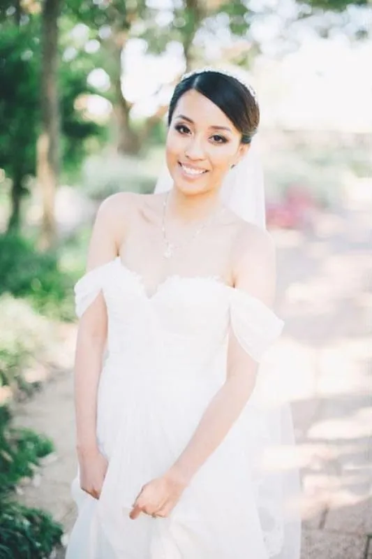 Flowy Off the Shoulder Chiffon Beach Simple Long Pleated Wedding Dress