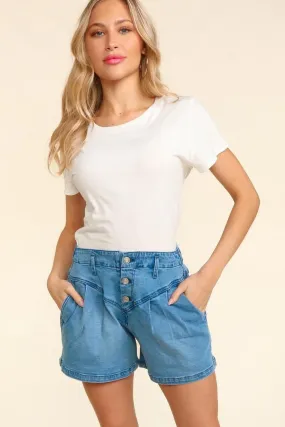 Haptics high rise denim shorts