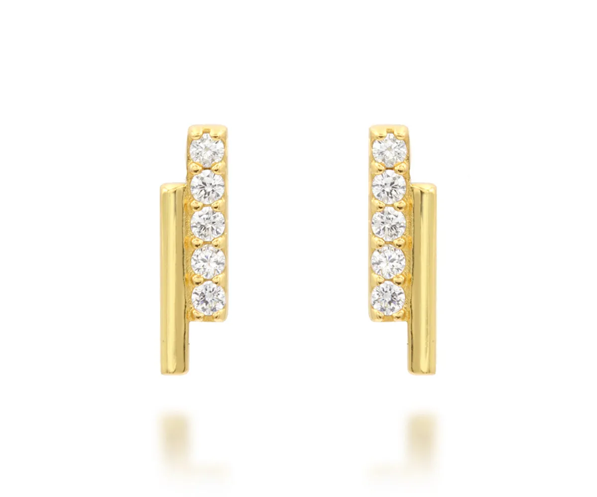Mini Bar Pavé Crystal Gold Earrings