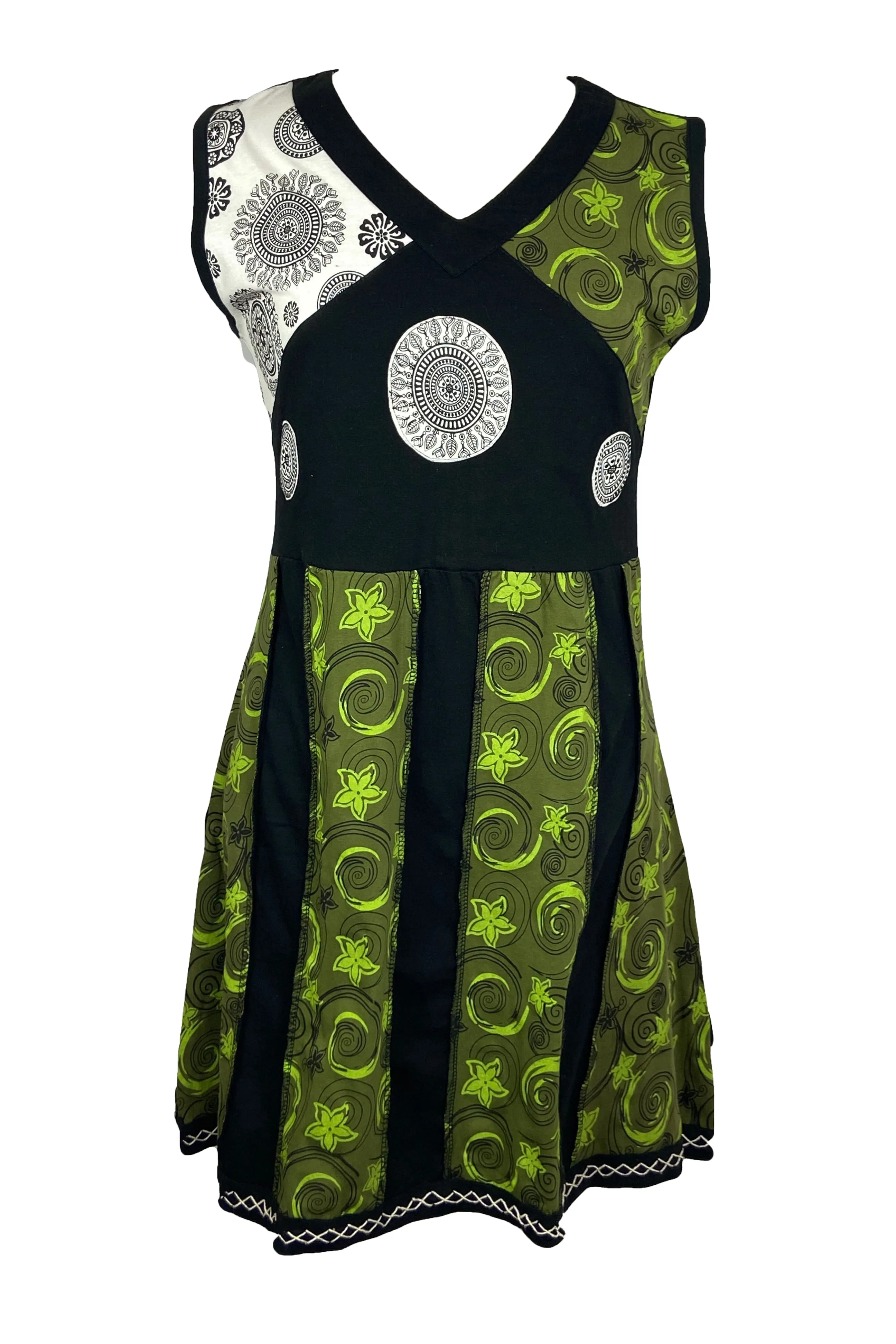 R 10 Women's Gypsy Tribal Boho Knit Cotton Asymmetrical Printed Maxi Dress
