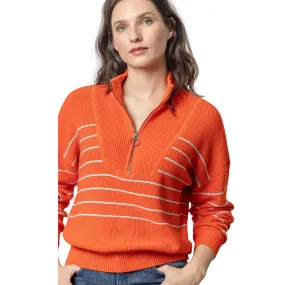 Striped Zip Front Sweater