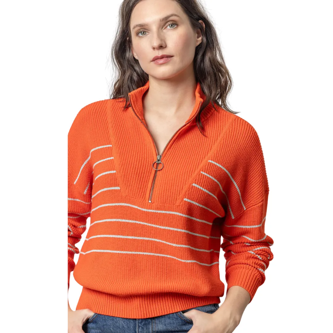 Striped Zip Front Sweater