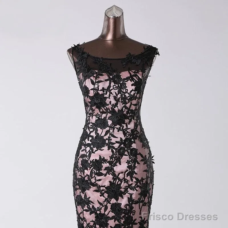 Top Black Lace Mermaid Prom Evening Gowns Sleeveless