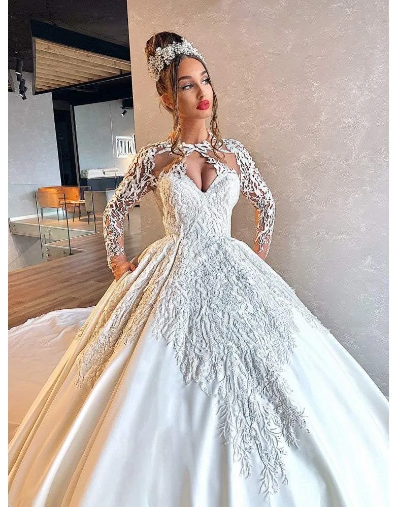 White Ball Gown With Lace